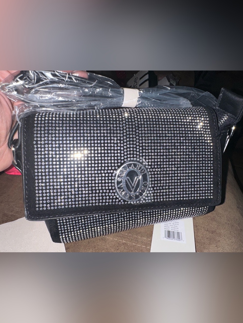 Valentino Orlandi Black Studded Fold-Over Clutch